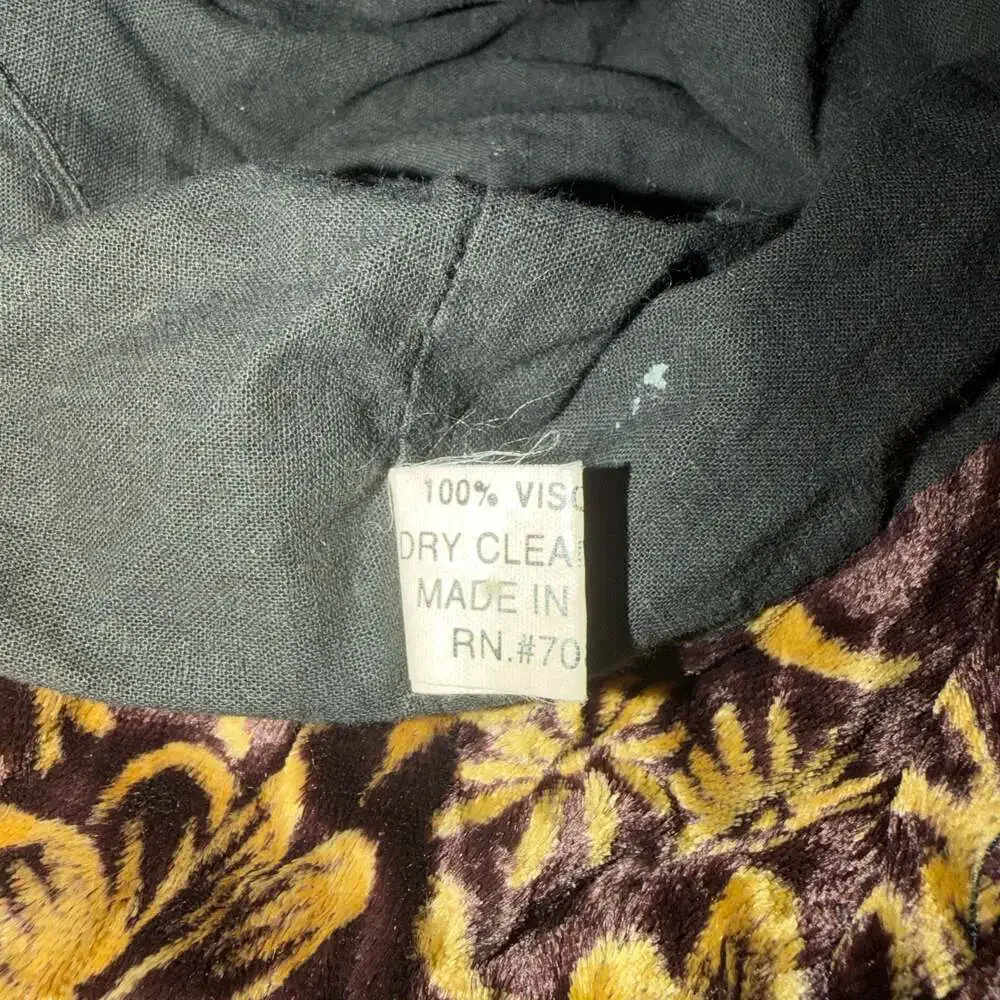 Y2K Brown Gold Floral Velvet Bucket Hat Soft Viscose Made in India - Picture 6 of 6